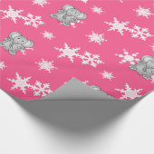 Papier Cadeau Flacons de neige rose d'éléphant mignons (Coin)