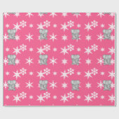Papier Cadeau Flacons de neige rose d'éléphant mignons (Plat)