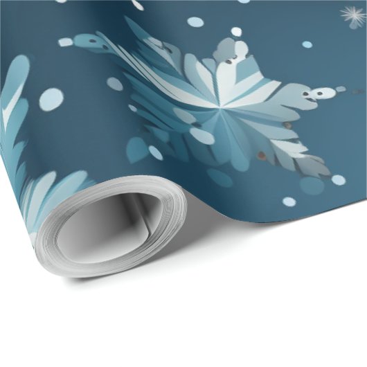 Papier Cadeau Flake de neige de Noël (Coin rond)