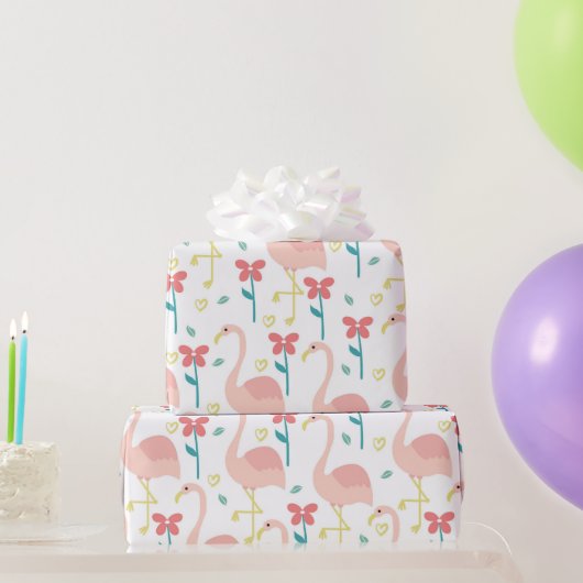 Papier Cadeau flamant et fleur (Cadeaux de fête)