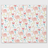 Papier Cadeau flamant et fleur (Plat)