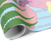 Papier Cadeau Flamant rose (Coin rond)