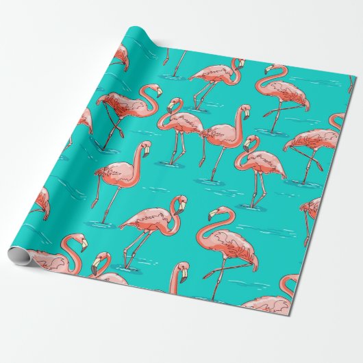 Papier Cadeau Flamant rose (Déroulé)