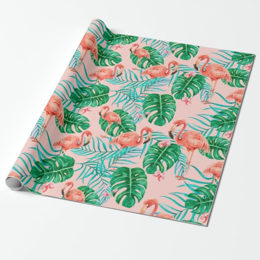 Papier Cadeau Flamant rose (Déroulé)