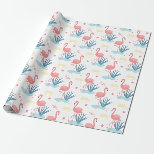 Papier Cadeau Flamant rose (Déroulé)
