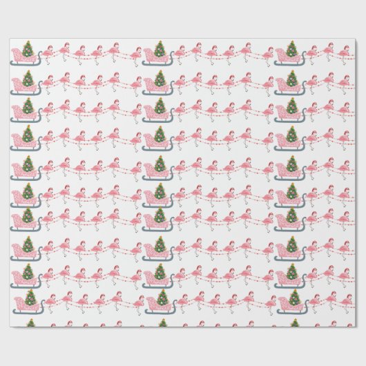 Papier Cadeau Flamant rose côtier papier d'emballage de noël (Plat)