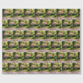 Papier Cadeau Flamant rose dans un poteau de yoga (Plat)