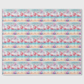 Papier Cadeau Flamant rose Danse et fête de fête d'anniversaire (Plat)