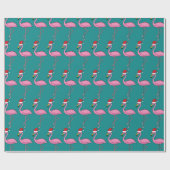 Papier Cadeau Flamant rose de Noël avec Santa Hat (Plat)