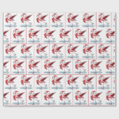 Papier Cadeau Flamant rose de Noël Patinage sur glace (Plat)