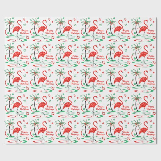 Papier Cadeau Flamant rose de Noël Rouge Joyeux Joyeux Joyeux Jo (Plat)