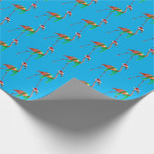 Papier Cadeau Flamant rose de Noël sur la plage (Coin)