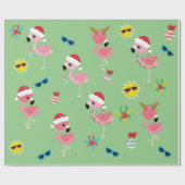 Papier Cadeau Flamant rose de Noël sympa Tropical (Plat)