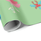 Papier Cadeau Flamant rose de Noël sympa Tropical (Coin rond)