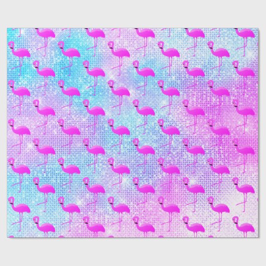 PAPIER CADEAU FLAMANT ROSE DE PARTIES SCINTILLANT PASTEL DE LUXE (Plat)