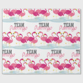 Papier Cadeau Flamant rose d'équipe (Plat)