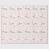 Papier Cadeau Flamant rose diamant rose Joyeux anniversaire (Plat)