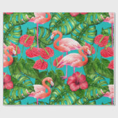 Papier Cadeau Flamant rose et aquarelle du jardin tropical (Plat)