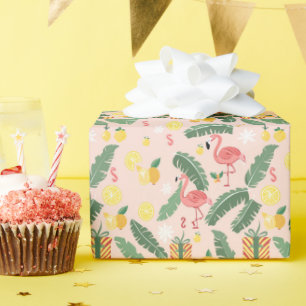 Papier Cadeau Flamant rose et cadeaux Fête d'été
