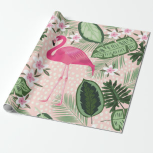 Papier Cadeau Flamant rose et palmiers sans soudure motif illust