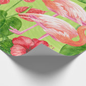Papier Cadeau Flamant rose et plantes tropicaux (Coin)