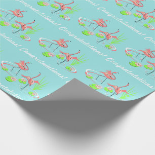 Papier Cadeau Flamant rose Fandango Duo 2 Félicitations! emballa