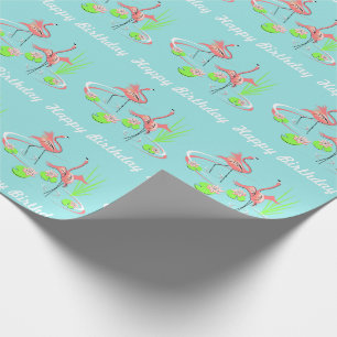 Papier Cadeau Flamant rose Fandango Duo 2 Joyeux anniversaire