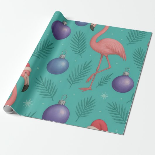 Papier Cadeau Flamant rose Fête Ornement (Déroulé)