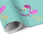 Papier Cadeau Flamant rose flamboyant (Coin rond)