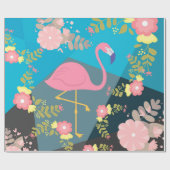 Papier Cadeau Flamant rose floral Girly rose mignon chic à la (Plat)