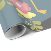 Papier Cadeau Flamant rose floral Girly rose mignon chic à la (Coin rond)