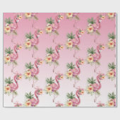 Papier Cadeau Flamant rose floral rose (Plat)