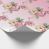 Papier Cadeau Flamant rose floral rose (Coin)