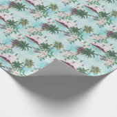 Papier Cadeau Flamant rose Hawaiian Motif aquarelle (Coin)