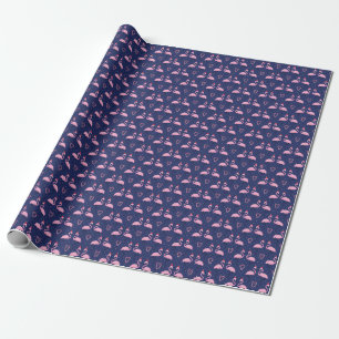 Papier Cadeau Flamant rose Noël Casquette Candy Motif