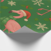 Papier Cadeau Flamant rose Noel : Salutations Holly Jolly (Coin)