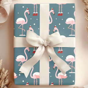 Papier Cadeau Flamant rose Noël tropical
