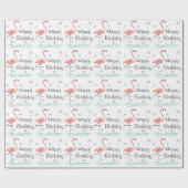 Papier Cadeau Flamant rose Océan 'Joyeux Anniversaire' (Plat)