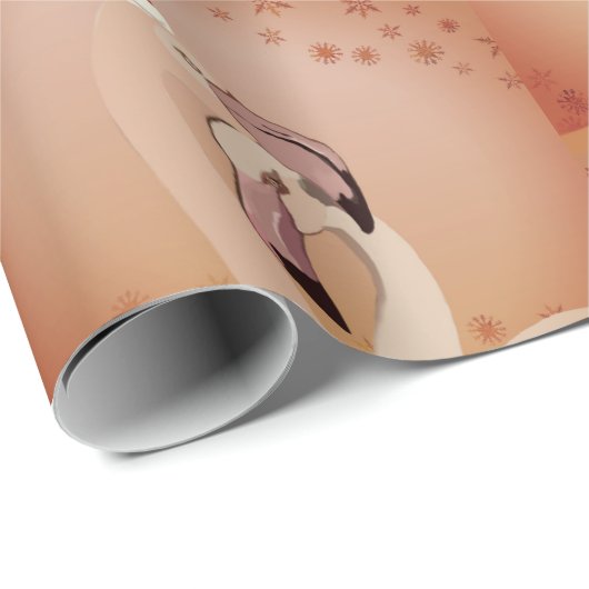 Papier Cadeau Flamant rose Oiseaux Noël (Coin rond)