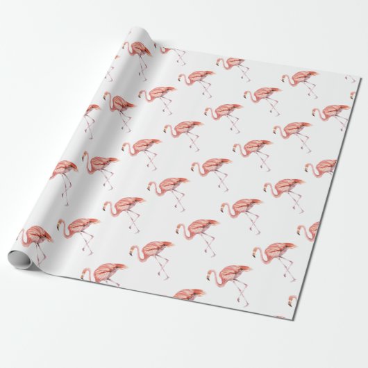 Papier Cadeau Flamant rose rose (Déroulé)