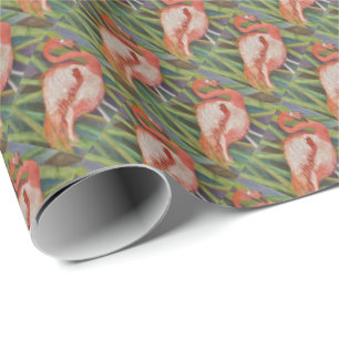 PAPIER CADEAU FLAMANT ROSE ROSE