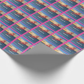 Papier Cadeau Flamant rose rose à Santa Hat (Coin)