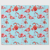 Papier Cadeau Flamant rose rose Aloha Motif d'oiseaux sur Turquo (Plat)
