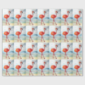 Papier Cadeau Flamant rose rose Aquarelle Papier à enveloppement (Plat)