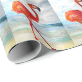 Papier Cadeau Flamant rose rose Aquarelle Papier à enveloppement (Coin rond)