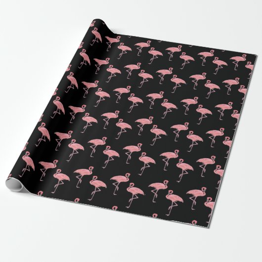 Papier Cadeau Flamant rose Rose Chaud Flock Conception transpare (Déroulé)