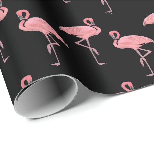 Papier Cadeau Flamant rose Rose Chaud Flock Conception transpare (Coin rond)