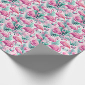 Papier Cadeau Flamant rose rose Conception tropicale (Coin)