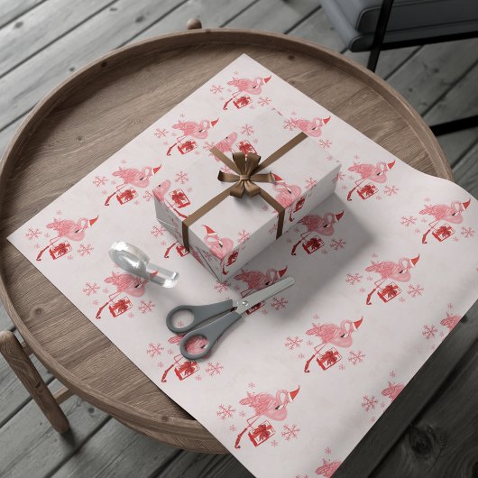 Papier Cadeau Flamant rose rose Côte tropicale Noël