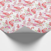 Papier Cadeau Flamant rose rose dans les fleurs motif fête envel (Coin)
